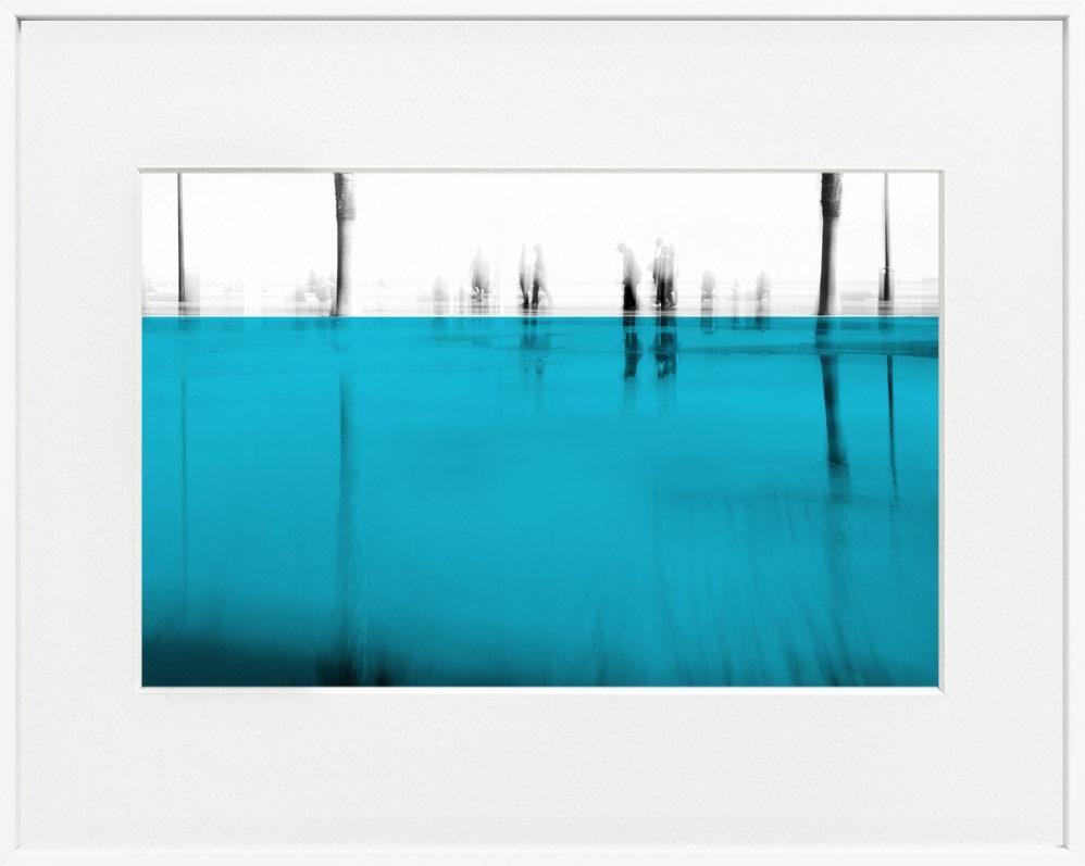 A limited edition museum-quality photograph featuring an abstract composition with blocks of solid color, predominantly blue, with a certificate of authenticity.