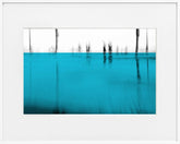 A limited edition museum-quality photograph featuring an abstract composition with blocks of solid color, predominantly blue, with a certificate of authenticity.