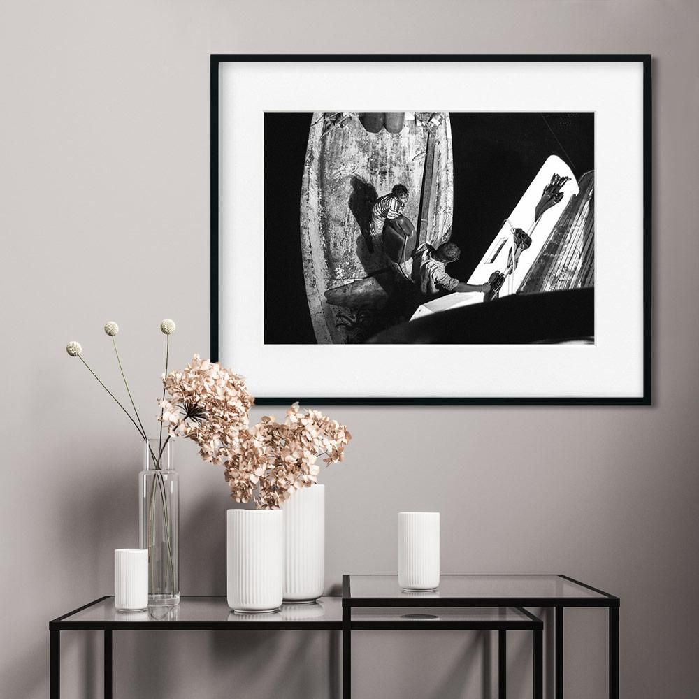Ivailo Stanev-Álvarez-Fishermen, Egypt-40x50 cm With Custom Black Aluminium Frame-open editions-Monochrome Hub-Gallery for Fine Art Photography