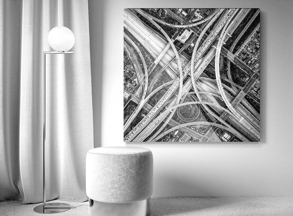 Mitch Rouse-LA Interchange-120x120 cm-limited editions-Monochrome Hub-Gallery for Fine Art Photography